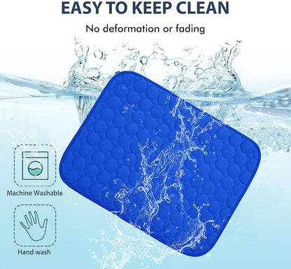 MICROCOSMOS Summer Cooling Mat & Sleeping Pad- Water Absorption Top, Materials Safe, Easy Carry, EZ Clean. Keep Cooling for Pets, Kids and Adults.(Dark Blue, 48" x24")