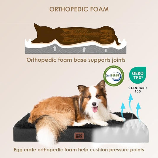 EHEYCIGA Orthopedic XL Dog Beds for Extra Large Dogs with Removable Washable Cover for Crate, Black, 41x27