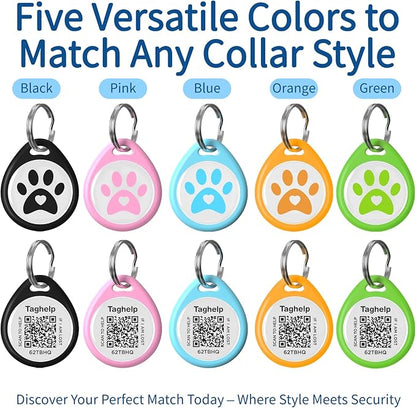 QR Code Dog ID Tag for Collar, Smart Pet ID with Instant Location Email Alerts, Silent Anti-Lost Dog Tag, No App or Subscription, Online Pet Profile Access（1.2”, Black）