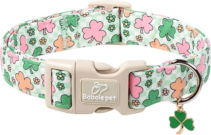 St Patricks Day Dog Collar for Giant Large Dogs - Cute Pastel Lucky Clover Dog Collars, Lightweight Adjustable Irish Green Festival Dogs Collars with Quick Release Buckle XL