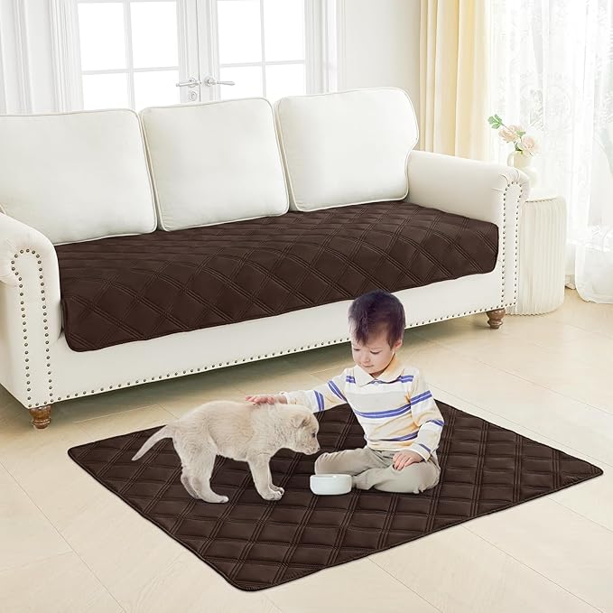 Smiry Waterproof Dog Bed Cover Blanket 40x70, Soft Reversible Pet Blanket, Washable Leakproof Cats Dogs Couch Cover for Sofa, Couch, Furniture, Chocolate/Beige