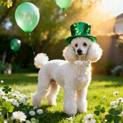 St Patricks Day Dog Collar for Puppy Small Dogs - Cute Pastel Lucky Clover Dog Collars, Lightweight Adjustable Irish Green Festival Dogs Collars with Quick Release Buckle XS