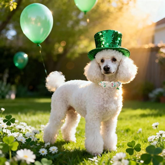 St Patricks Day Dog Collar for Puppy Small Dogs - Cute Pastel Lucky Clover Dog Collars, Lightweight Adjustable Irish Green Festival Dogs Collars with Quick Release Buckle XS