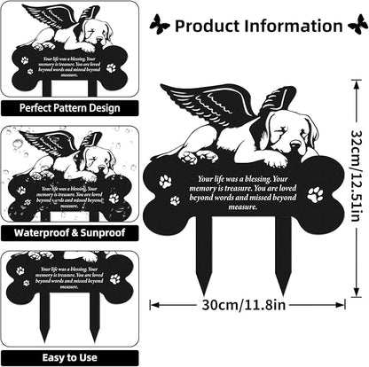 Metal Pet Grave Markers Dog, Dog Memorial Grave Markers Outdoor, Garden Plaque Decorations for Cemetery Pets (8 X 12 Inches)