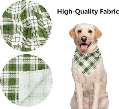 ARING PET Christmas Dog Bandanas, Green White Plaid Triangle Scarf for Puppy Small Medium Large Boy Girl Dogs-S