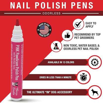 Warren London Pawdicure Gift Box for Dogs – 8-Piece Luxury Paw Spa Set w/Paw Sani Scrub, Fizz Soak, Grapeseed Oil, Hydrating Butter Balm, Paw Defense Wax, Nail File & 2 Quick-Dry Nail Polish Pens