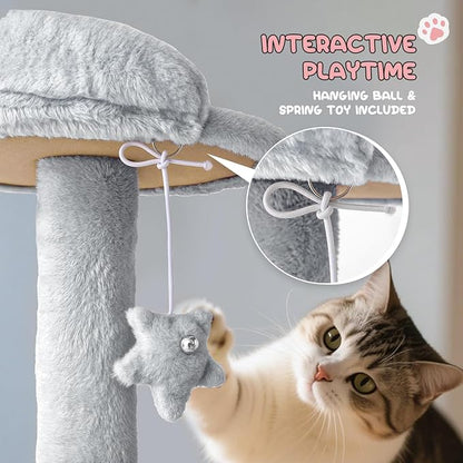 MoNiBloom 77 Inch Cat Tree Tower for Indoor Cats Large Adults, Tall Cat Tower with Scratching Post, Multi-Level Furniture Activity Center with Cat Condo Pet Play House, Light Grey