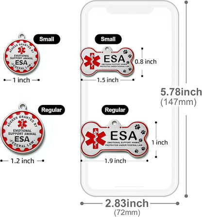 HOPELF Engraved Personalized ESA Tag - Custom Emotional Support Animal Tags for Dogs and Cats - Essential Therapy Pet Name Badge for Collars, Vests, Harnesses - for Most Breeds
