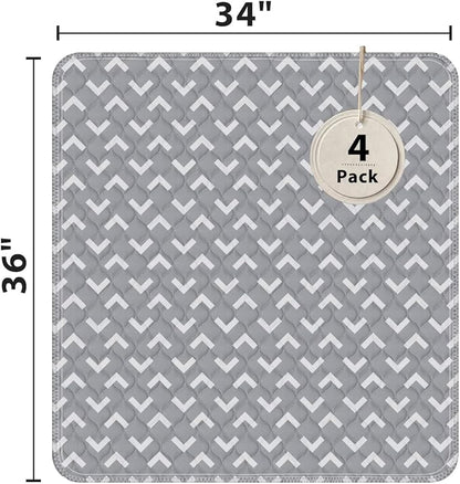 Non-Slip Bed Pads for Incontinence Washable (34" x 36"|4 Pack), Waterproof Bed Pads, Bed Wetting Pads for Bed, Sofa, Floor, Resuable Underpads for Adults, Seniors, Pet