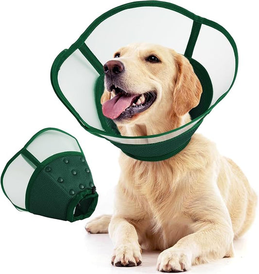 Allroaring Dog Cone Alternative, Soft Dog Cones for Large Dogs, Adjustable Doggie Recovery Cone Collar Comfy Pet Elizabethan Collars to Stop Licking for Wound Healing Care Spay Neuter, Green L
