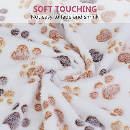 Comsmart Dog & Cat Blanket, Cute Paw Print, Soft Warm Fleece Throw for Small to Large Dogs, Puppy, Kitten, Guinea Pig (Brown/Pink/White, 1 Pack 3, 24 * 32in)