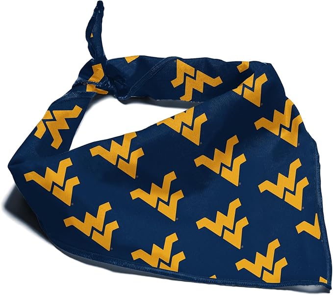 West Virginia Mountaineers Officially Licensed Bandana for Dogs and Cats | Fits Pets Great Gift Idea | Easy-to-Tie (Small, 13")