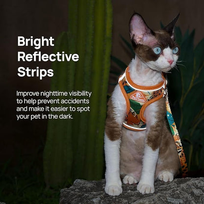 Cat Harness and Leash Set, Step-in Escape Proof Adjustable Vest Harness for Small Medium Large Cats, Lightweight Soft Breathable Reflective Kitten Harness, Easy to Wear for Walking Travel, Camping, XS