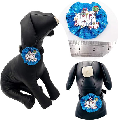 PET SHOW Blue Crown Dog Birthday Party Hat with Bandana and Collar Bows Charms Costume Set Reusable Birthday Party Headband Puppies Cat Kitten Hats with 0-9 Figures Charms Grooming Accessories