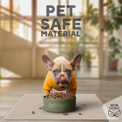 Dog Food Mat - Raised Edges Dogs Mat for Food and Water Prevent Spill, Waterproof Cat Food Mats Protect Floors, Easy Clean Dog Bowl Mats for Food and Water, Silicone Pet Food Tray