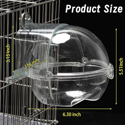 Bird Bath Box for Cage,Parrot Hanging Planet Bathtub No-Leakage Transparent Omnidirectional Observation Tub Shower Box Birds Cage Accessory for Canary Parrot Cockatiel Lovebird