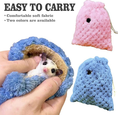 Sugar Glider Bonding Pouch Carrier Bag, Small Animals Sleeping Pouch Bag with Breathable Vent and Drawstring, Portable Travel Bag for Sugar Glider Rat Squirrel Guinea Pig Birds Parrot (Pink)