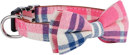 Faleela Soft &Comfy Bowtie Dog Collar,Detachable and Adjustable Bow Tie Collar,for Small Medium Large Pet (Medium (Pack of 1), Pink)