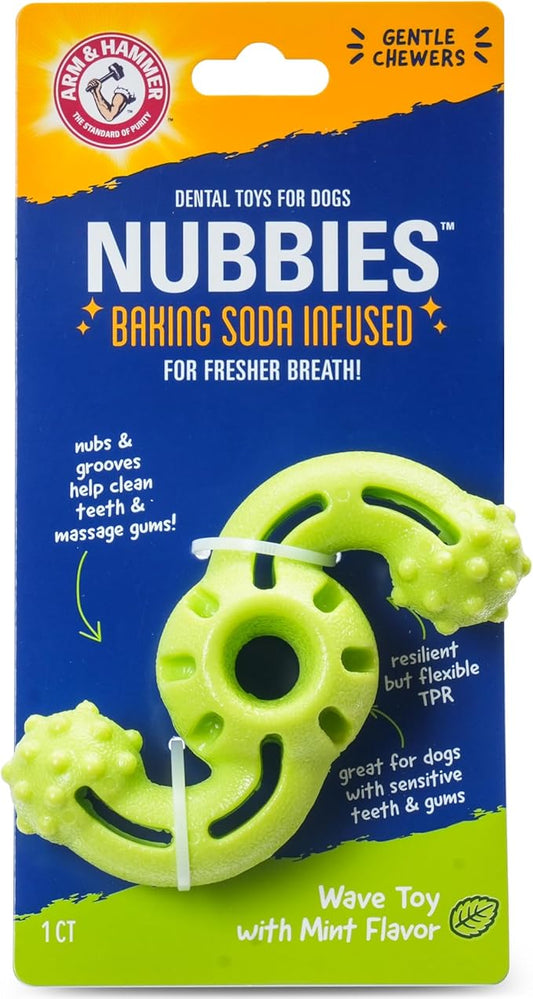 Arm & Hammer for Pets Nubbies Dog Dental Toys TPR Wave Toy, Mint Flavored, Chew Toy for Dogs, Best Dog Chew Toy for Gentle Chewers, Reduces Plaque & Tartar Buildup Without Brushing