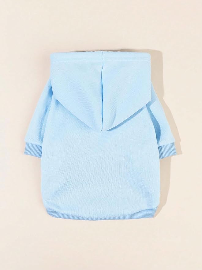 QWINEE Basic Dog Hoodie Sweatshirt Puppy Sweater Warm Cat Costumes Pet Clothes for Chihuahua Puppy Kitten Small Medium Dogs Light Blue XX-Small