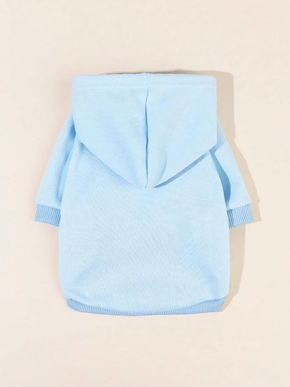 QWINEE Basic Dog Hoodie Sweatshirt Puppy Sweater Warm Cat Costumes Pet Clothes for Chihuahua Puppy Kitten Small Medium Dogs Light Blue Medium
