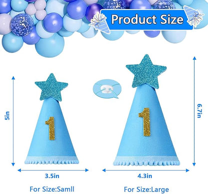 Dog Birthday Party Supplies with Hat Bandana Numbers, Light Blue Dog Birthday Set for Small Pets Puppy Boy