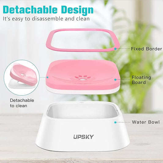 UPSKY No-Slip Slow Drinking Bowl - 35oz No Spill Pet Dispenser for Dogs and Cats