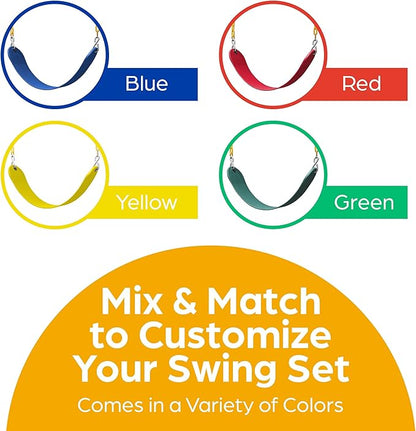 Jungle Gym Kingdom Swing for Outdoor Swing Set - Pack of 1 Swing Seat Replacement Kit with Heavy Duty Chains - Backyard Swingset Playground Accessories for Kids (Yellow)