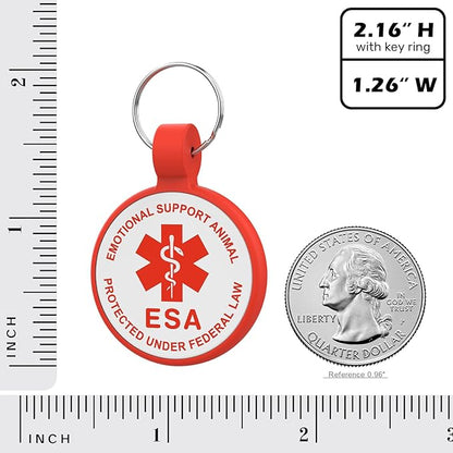 ESA Dog Tag, QR Code Dog Tag, Modifiable Free Pet Online Profile, Scannable QR Code, Scan QR Send Instant Location Alert Email, Silicone Lightweight ID Tag for Dog and Cat (Red, Regular)