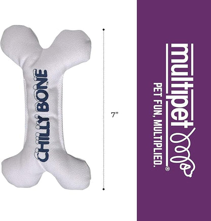 Multipet Chilly Bone Dog Toy - Vanilla-Scented Canvas Freezable Teething Toys - Frozen Toy for Chewing & Playing - Freezable Dog Toys (1 Count, 7”)