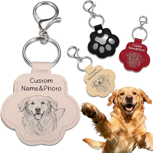Eunigem Personalized Pet Memorial Gifts for Dogs Cats-Custom Dog Hair Keychain Paw Keychains for Dog Fur-Shaped Leather Keychain,Remembrance Accessory Pet Hair Keepsake for Bag or Key (Color-11)