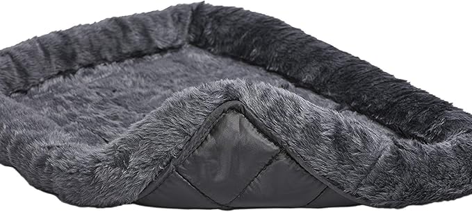 MidWest Homes for Pets QuietTime Dog Bed – Gray Faux Fur Bolster, Ultra-Soft and Machine Washable, Fits 48-Inch Crates and Carriers, for Extra-Large Breed Dogs