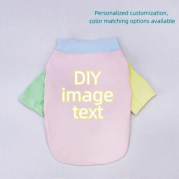Custom Dog Shirt,Personalized Pet Apparel with Name Text Photo Image,Lightweight Breathable Puppy Kitten Cotton Vest for Small Medium Large Dogs Cats,Puppy Gift (Dopamine Yellow, Small)