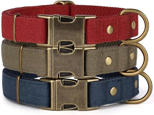 PET ARTIST Dog Collar for Large Dogs, Soft Padded Premium Nylon Dog Collar with Quick Release Metal Buckle, Durable & Adjustable Pet Collars for Boy Gifts, Blue, L (Fit 15-22")