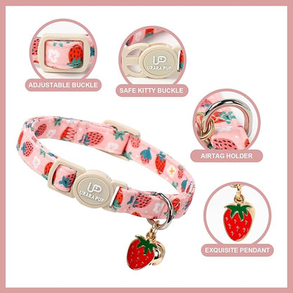Cat Collar, 2Pack Summer Kitten Collars-Cute Lime and Strawberry Pendants-Breakaway Kitty Collars,Cat Collar with Bell, for Girl & Boy Cats