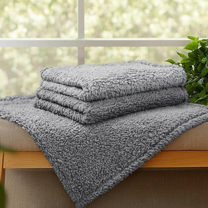 1 Pack 3 Calming Blankets Fluffy Premium Fleece Pet Blanket Soft Sherpa Throw for Dog Puppy Cat Grey Small (23" x16'')