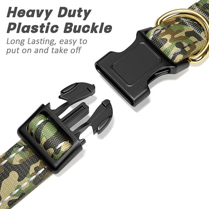 MOODEL Reflective Dog Collar for Extra Small Dogs Cats, Cute Camouflage Adjustable Heavy-Duty Nylon Puppy Collar for Boy and Girl Female, Soft Pet Accessories with Quick Release Buckle, Green