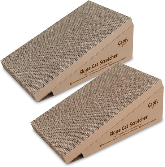 Best Pet Supplies Catify Cat Scratcher, Fun Interactive Scratchers, Posts, Poles, Claw Safe, Furniture Saver Indoor Play Support Natural Cat Behaviors Heavy Duty - Slope Scratcher (2 Pack)