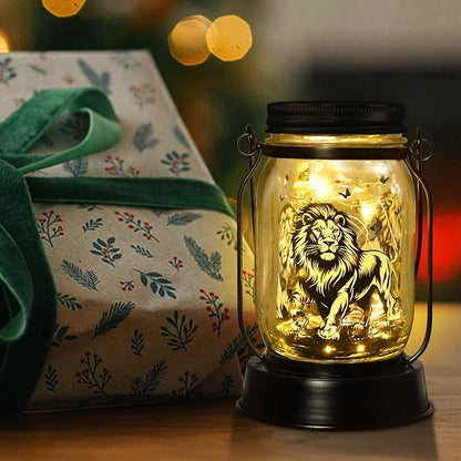 kyoryuger Lion Gifts for Women/Men Lion Solar Lanterns Mom Birthday Animal Simba Lovers Lantern Animal Memorial Lights Solar Garden Decoration for Yard, Patio,Backyard,Porch Torches, Home Decor