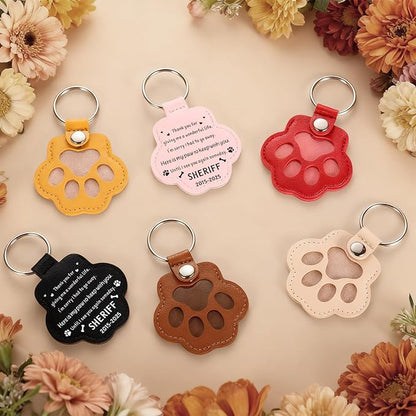 Eunigem Personalized Pet Hair Keychain for Dogs Cats-Custom Paw Keychains for Dog Hair-Shaped Leather Keychain,Pet Memorial Gifts Remembrance Accessory Refillable Keepsake for Bag or Key (Color-7)