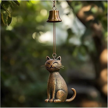 Cat Wind Chime 2025 New Unique Cat Garden Decor Outdoor Cat Statue Themed Gifts Wind Chimes for Cat Lovers Women Hanging Memorial Ornaments Windchimes Bell Outside Yard Home Porch Decorations (E1)
