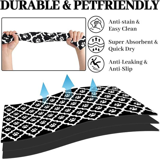 Dog Food Mat 12X20 Inch Pet Feeding Absorbent Mats for Floor Cat Water Bowl Placemats Non-Slip Washable Dog Mat for Food and Water