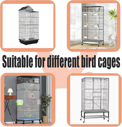 Bird Cage Seed Catcher,Large Birdcage Net Cover,Bird Cage Accessories for Parrot Parakeet Cockatiels Conures Macaw African Round Square Cages(118 * 31inch)