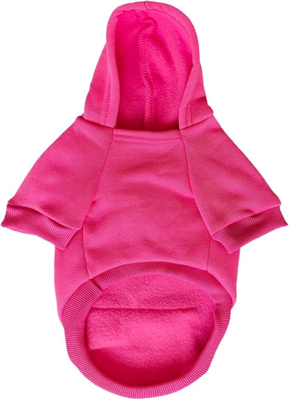 Jecikelon Winter Dog Hoodie Sweatshirts with Pockets Warm Dog Clothes for Small Dogs Chihuahua Coat Clothing Puppy Cat Custume (Rose red, Small)