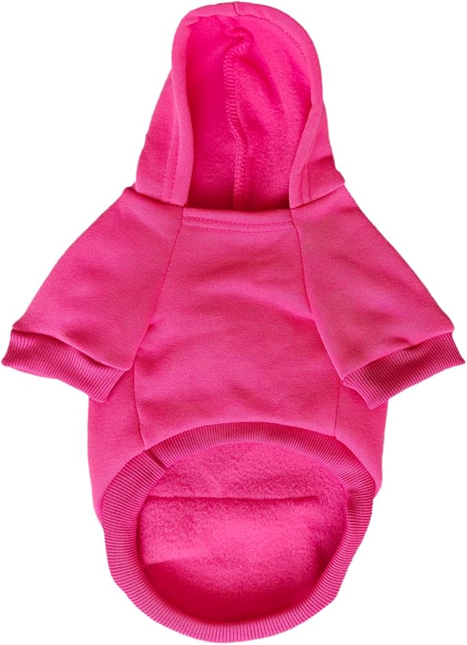Jecikelon Winter Dog Hoodie Sweatshirts with Pockets Warm Dog Clothes for Small Dogs Chihuahua Coat Clothing Puppy Cat Custume (Rose red, XX-Small)