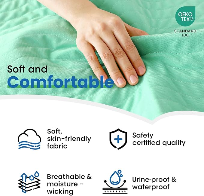 Noovirum® Washable Underpads,34"x52"(Pack of 1) Reusable Incontinence Pads for Kids, Adults, Elderly, Pets - Waterproof Protective Pad for Bed, Couch, Sofa, Furniture, Floor