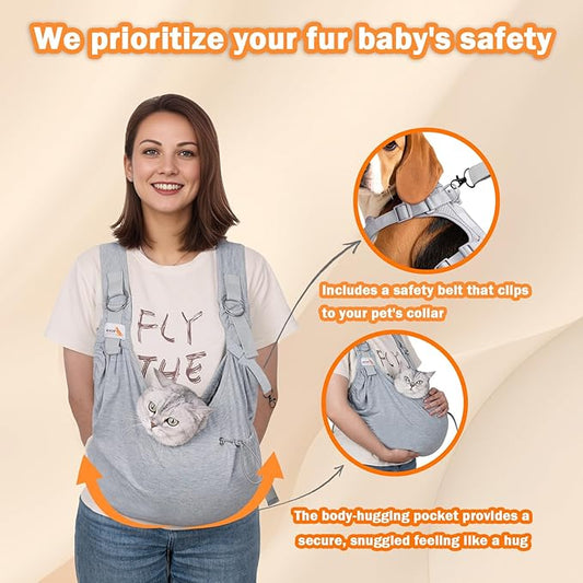Dog Sling Carriers for Small Dogs,Carrier Sling for Cats and Pupp, Carrying Wrap Front Backpack Cat Sling,Adjustable Chest Pet Sling