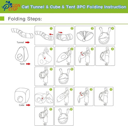 Outdoor Cat Enclosures, Cat Tunnels Tents Cubes for Indoor Cats with Play Ball, Collapsible Outside Playpen Tunnel for Kitty, Rabbit, Puppy and Small Animals