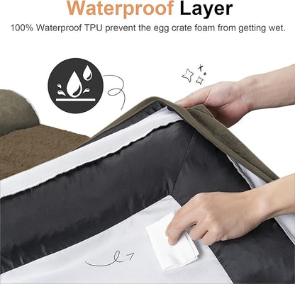 Large Dog Bed Orthopedic Washable: Beds Bolster XL Bed Big XLarge Dogs Memory Foam Sofa Couch Waterproof Removable Cover - Brown