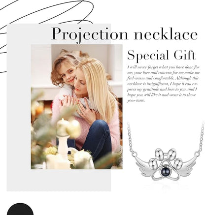 Personalized Cute Dog Cat Paw Name Necklace Forever Love Custom Heart Pendant Pet Name Necklace Gift for Pet Lovers